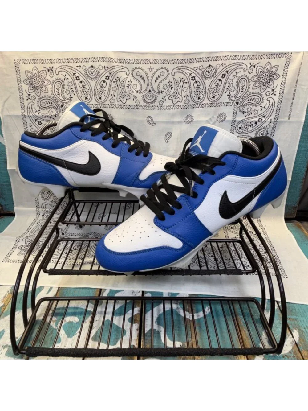 Nike Jordan 1 Low TD Cleats Men's Sz11.5 US Game Royal Football Shoes FJ6245-104